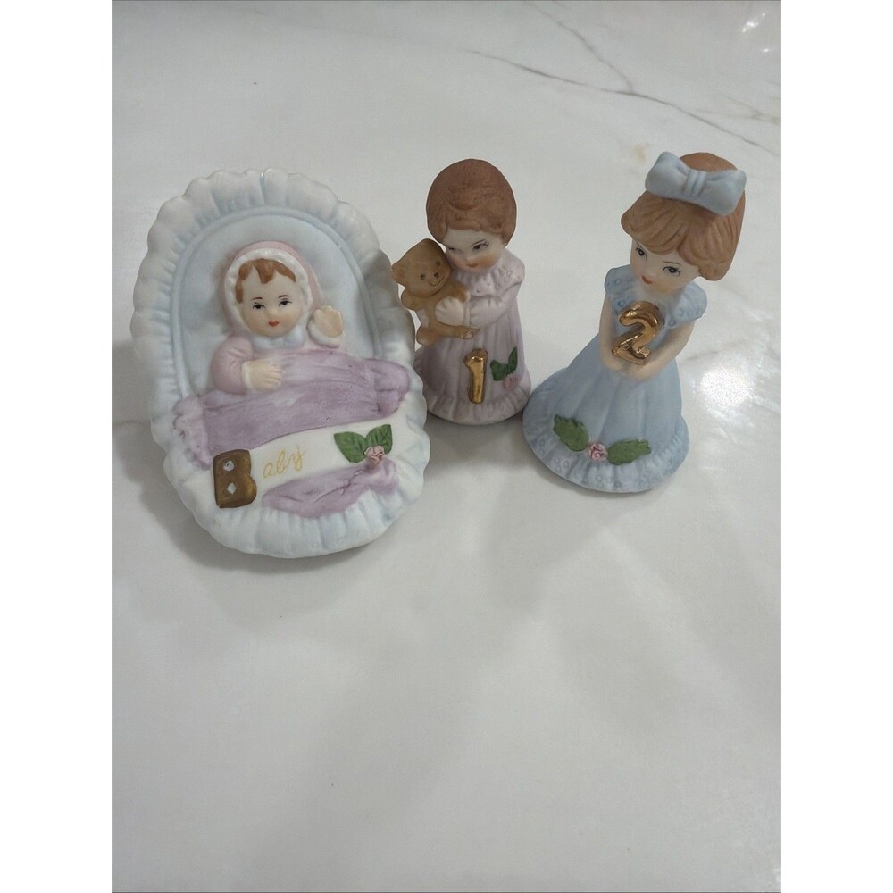 Birthday Girls: Baby, 1 & 2 Enesco Figurines Growing Up Series Porcelain